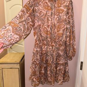Paisley Print Long Sleeve Dress